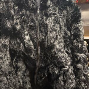 Faux fur black zipper jacket